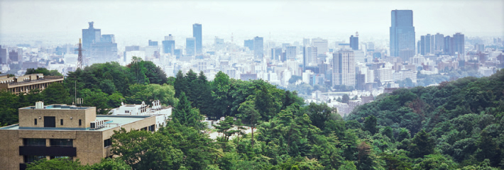 理学研究科合同B棟屋上から市内を望む写真